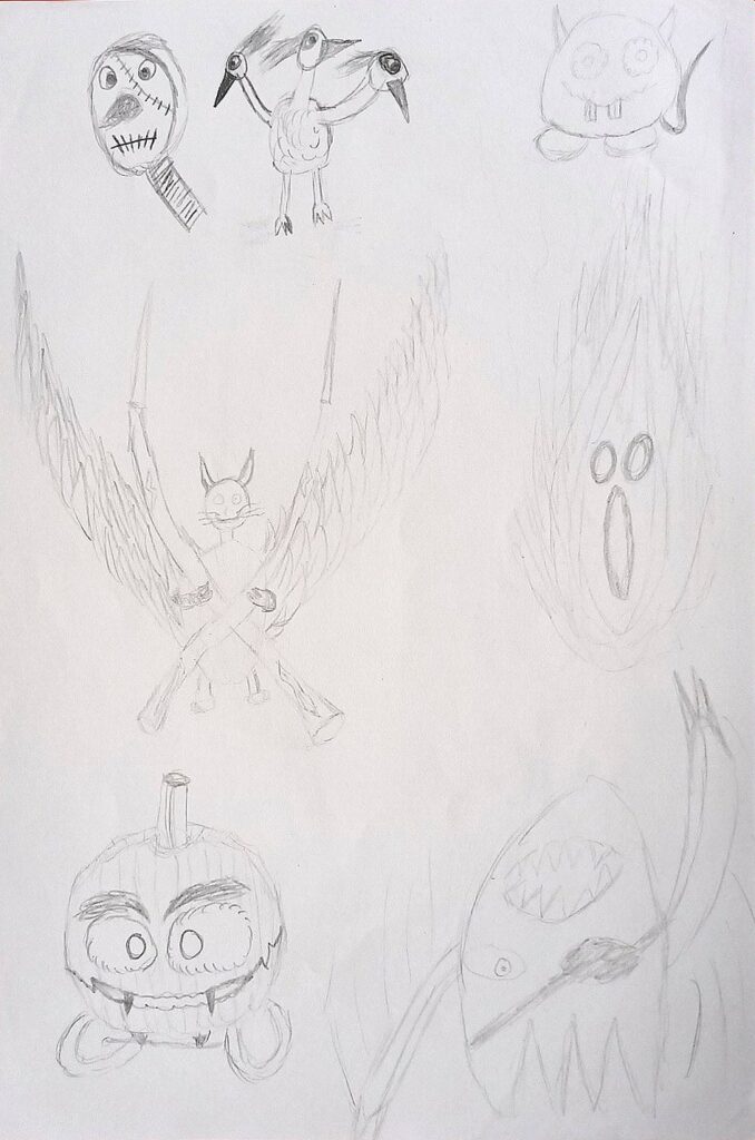 Dessins de Corentin GEORGES (collège) - Petits monstres 1