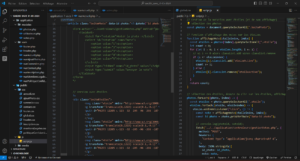 Capture d'écran VSCode de code pour un projet de site web lié avec une base de données